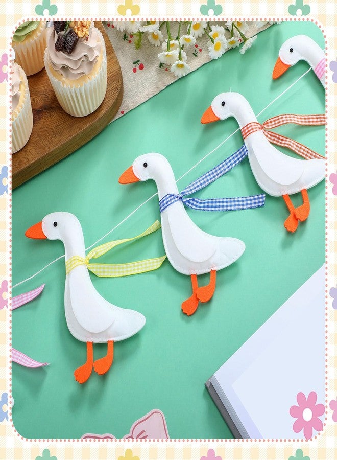 اودين لافتة أوزة مرحة من اللباد من أودين، قطعة واحدة، بتصميم أوزة، جاهزة لإعادة الاستخدام، ثلاثية الأبعاد، لتزيين حفلات استقبال المولود الجديد وأعياد الميلاد، بنقشة مربعات، لافتة معلقة لأعياد ميلاد الأولاد والبنات، زينة دعائم تصوير مستوحاة من حيوانات المزرعة - Image 3